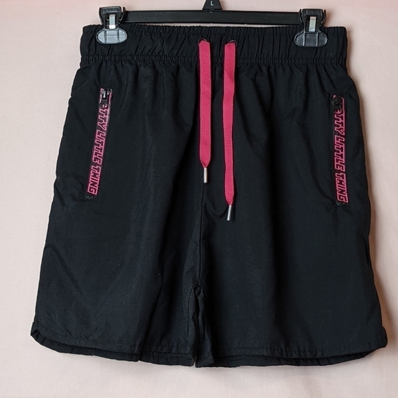 PrettyLittleThing Black Drawstring Pink Contrast Shorts size 6 - Picture 1 of 8